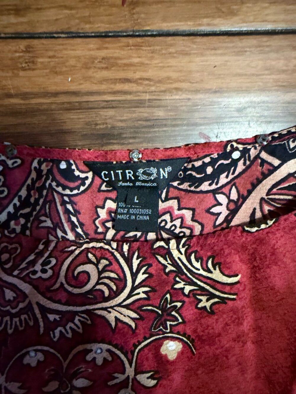 Vintage Citron Santa Monica 100% Silk Boho Blouse Large - Picture 5 of 6